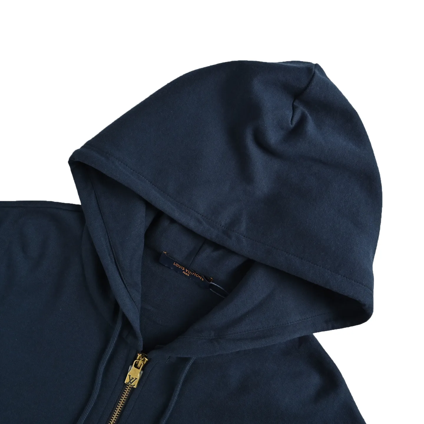 Louis Vuitton/Louis Vuitton leather logo zipper hooded sweatshirt
